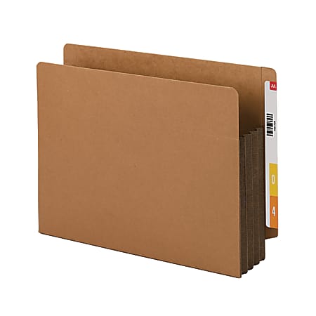 Smead® Extra-Wide Redrope End-Tab File Pocket With Dark Brown Tear Resistant Gusset, Extra Wide Letter Size, 3 1/2" Expansion, 30% Recycled, Box Of 10