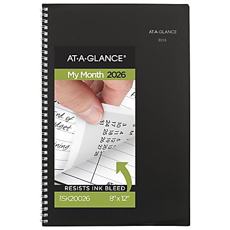 AT-A-GLANCE® DayMinder® 2026 Monthly Planner, Black, Large, 8" x 12"