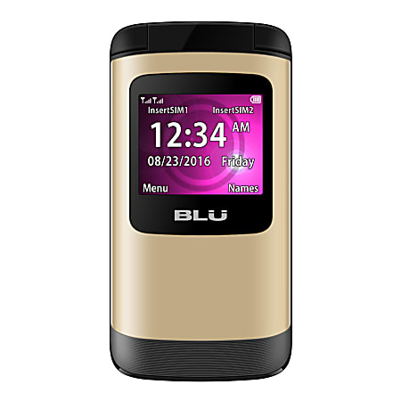 BLU Zoey Flex Z130 Flip Phone, Gold