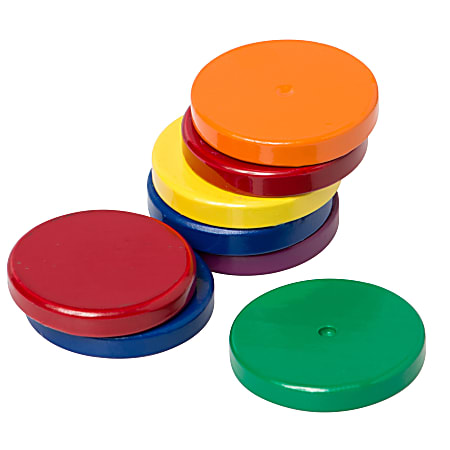 Dowling Magnets Chunky Magnets, Button, 1 1/8, Assorted Colors, Box Of 40