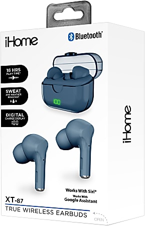 Bytech iHome XT-87 True Wireless Bluetooth In-Ear Earbuds, Blue, HMAUBE232BL