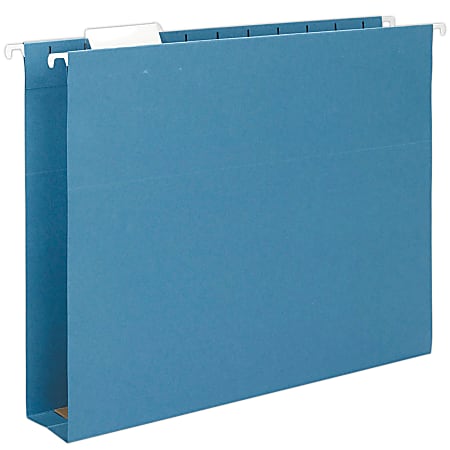 Smead® Hanging Box-Bottom File Folders, 2" Expansion, 1/5-Cut Adjustable Tab, Letter Size, Blue, Box Of 25