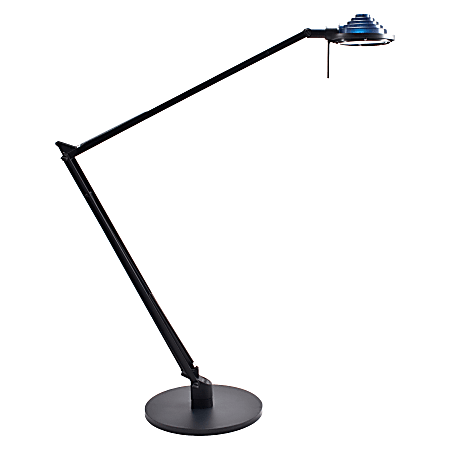 Ledu Concentrolite Halogen Swingarm Desk Lamp, Black Base, Black Shade