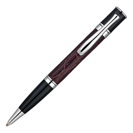 Monteverde® Jewelria™ Leather Mini Ballpoint Pen Set With Pouch, Medium Point, 0.8 mm, Burgundy Leather Barrel, Black Ink