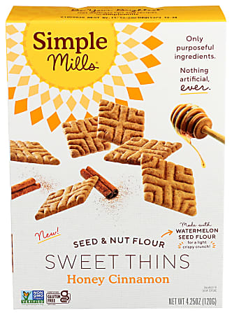 Simple Mills Seed And Nut Flour Sweet Thins, Honey Cinnamon, 4.25 Oz, Total Qty 6