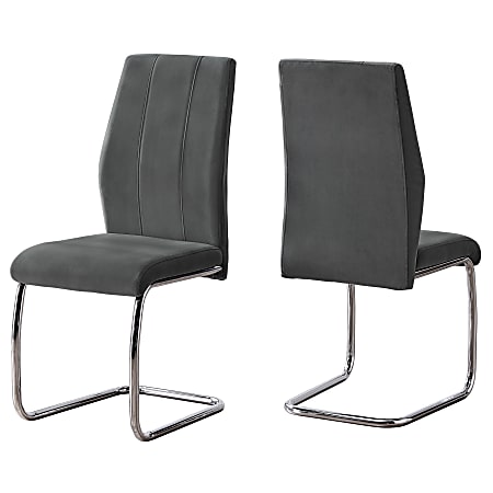 Monarch Specialties Sebastian Dining Chairs, Dark Gray/Chrome, Set Of 2 Chairs