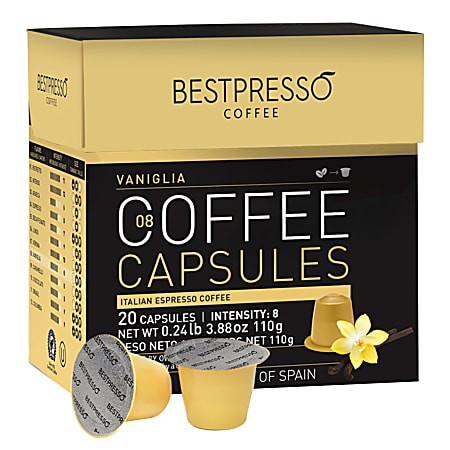 Bestpresso Single-Serve Coffee Freshpacks, Vanilla, Variety Pack, Carton Of 120, 6 x 20 Per Box