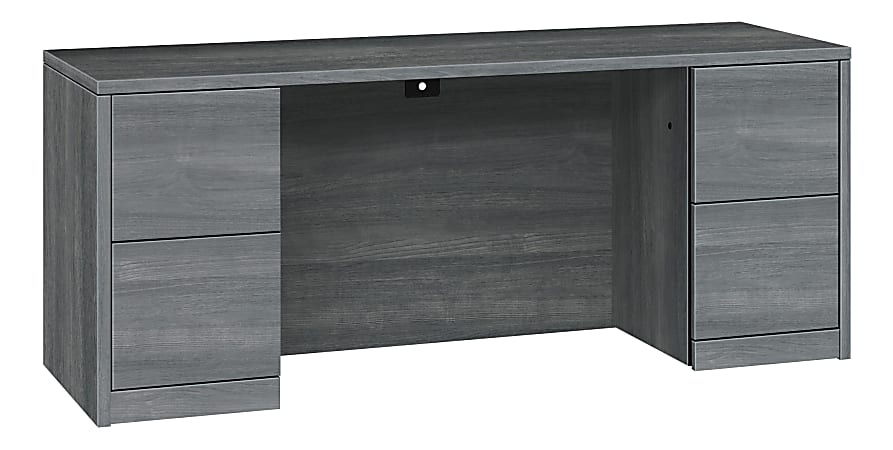 HON® 10500 72"W 4-Drawer Pedestal Computer Desk, Sterling