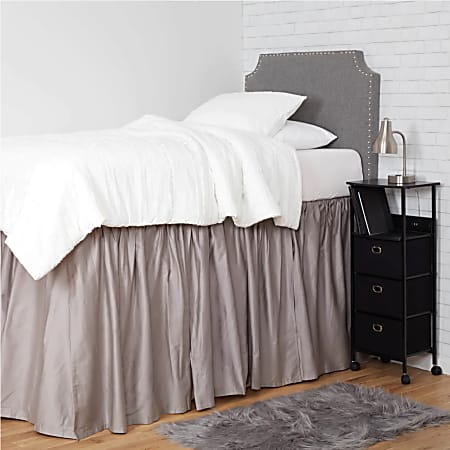 Dormify Jordyn Extended Length Dorm Bed Skirt, Twin/Twin XL, Gray