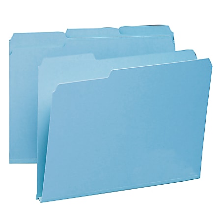 Smead® Pressboard Folder, 1" Capacity, Letter Size, 1/3 Cut, 100% Recycled , Blue, Box Of 25
