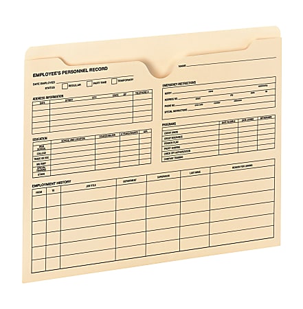 Smead® Employee Record File Jackets, Manila, Pack Of 20