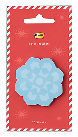 Post-it® Jingle Sticky Notes, Snowflake Design, 2" x 2", 1 Snowflake Shaped Cute Sticky Note Pad, 50 Sheets/Pad