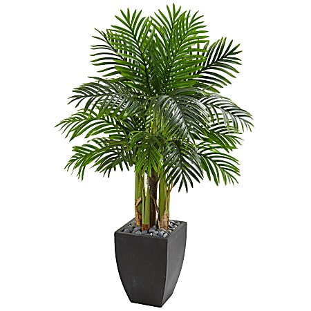 Nearly Natural Kentia Palm 60”H Artificial Tree With Square Planter, 60”H x 27”W x 27”D, Green