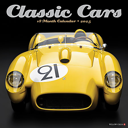 2025 Willow Creek Press Monthly Wall Calendar, 12" x 12", Classic Cars, January 2025 to December 2025, 42403