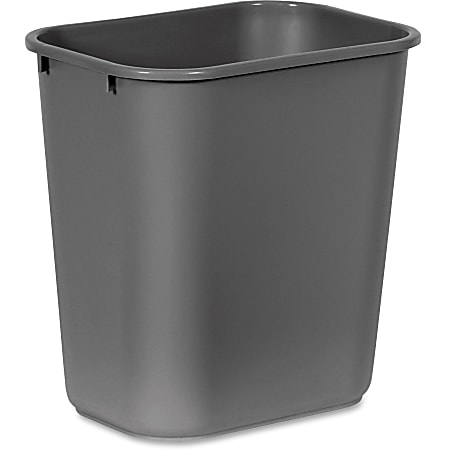 Rubbermaid Commercial 28 QT Medium Deskside Wastebaskets - 7 gal Capacity - Rectangular - Dent Resistant, Durable, Rust Resistant, Easy to Clean - 15" Height x 10.5" Width x 14.5" Depth - Plastic - Gray - 12 / Carton