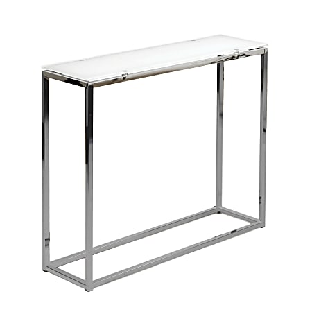 Eurostyle Sandor Console Table, 30-1/3”H x 35-4/5”W x 10”D, Chrome/White