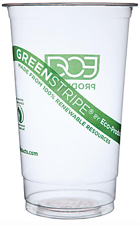 Eco-Products GreenStripe Cold Cups, 32 Oz, Clear, Pack Of 600 Cups