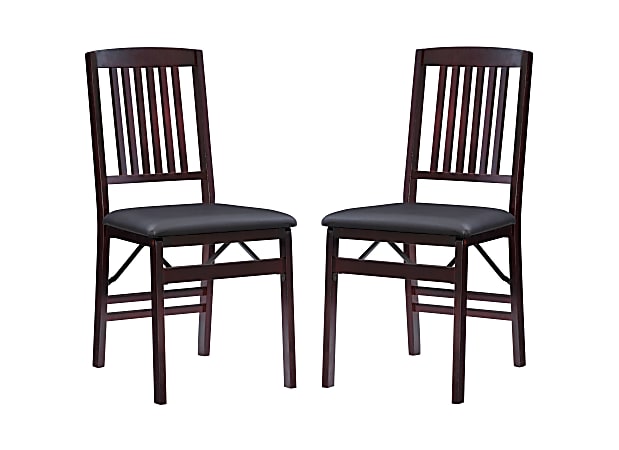 Linon Triena Faux Leather Folding Chairs, Dark Brown/Espresso,