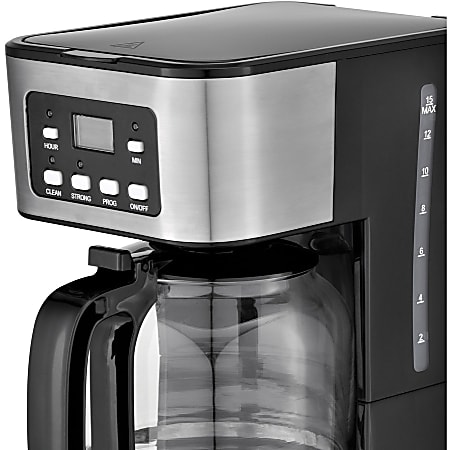 Brentwood TS 222BK 12 Cup Digital Coffee Maker Black Programmable 800 W 12 Cups Multi serve Timer Black Office Depot