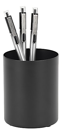 Realspace Metal Pencil Cup With Antimicrobial Treatment 4 x 3 316 x 3 316  Black - Office Depot