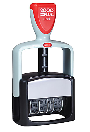 2000 PLUS® Date 12 Message Dater Stamp Self-Inking 12-in-1 Standard Duty Date  Message Dater Stamp REC'D, ENT'D, ANS'D, PAID, SHP'D, CHG'D, BAL, CANC,  C.O.D., FILLED, FILED, RET'D, Black Ink