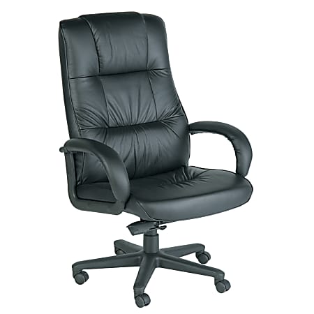 ChairWorks® Commander Big And Tall High-Back Leather Chair, 45 1/2"H x 30 1/2"W x 29"D, Black Frame, Black Leather
