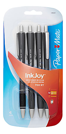 Paper Mate InkJoy 700RT Retractable Ballpoint Pens Medium Point 1.0 mm White  Barrels Black Ink Pack Of 4 - Office Depot