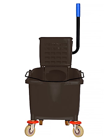 Alpine PVC Mop Bucket With Side Wringer, 36 Qt, 35"H x 15"W x 25"D, Brown