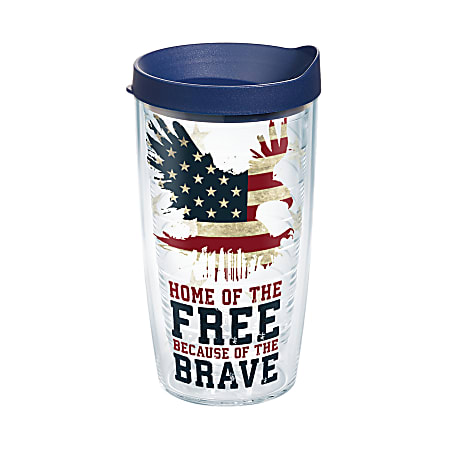 Tervis Home Of The Free Tumbler With Lid, 16 Oz, Clear