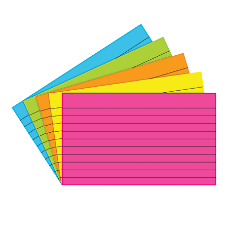 Top Notch Teacher Products® Brite Lined Index Cards, 3" x 5", Assorted Colors, 75 Cards Per Pack, Case Of 10 Packs