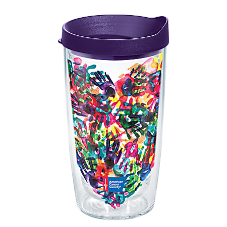 Tervis American Cancer Society Tumbler With Lid, Hand Heart, 16 Oz, Clear