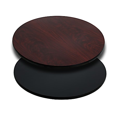 Flash Furniture Round Table Top With Reversible Laminate Top, 30", Mahogany/Black