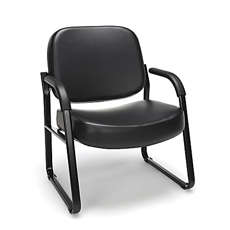 OFM Big And Tall Anti-Bacterial Guest Reception Chair With Arms, Black