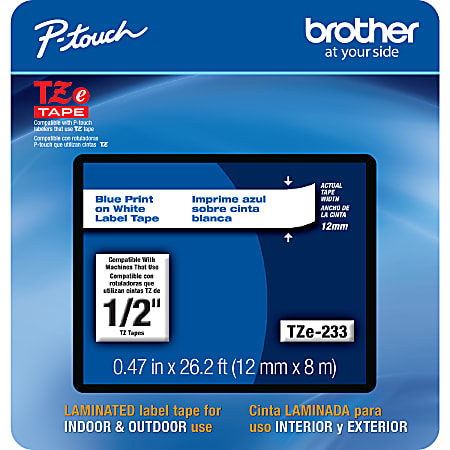 Brother® TZE233CS Genuine P-Touch Laminated Label Tape, 1/2"