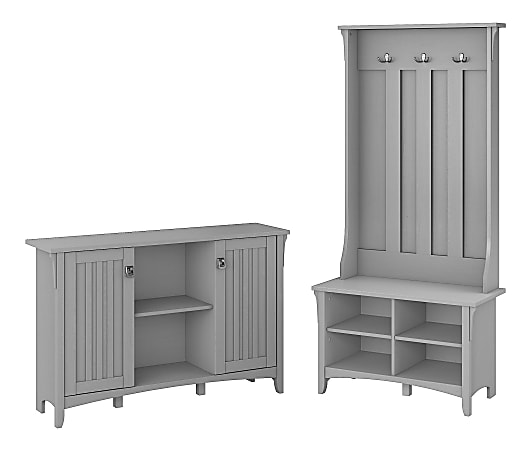 Bush Furniture Salinas Entryway Storage Set with Hall Tree, Shoe Bench and Accent Cabinet, Cape Cod Gray, Standard Delivery