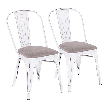 LumiSource Oregon Stackable Dining Chairs, Gray/White, Set Of 2 Chairs