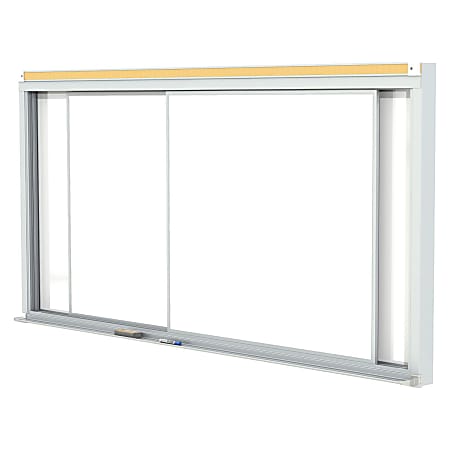 Ghent Horizontal Sliding Panel Magnetic Dry-Erase Whiteboard,