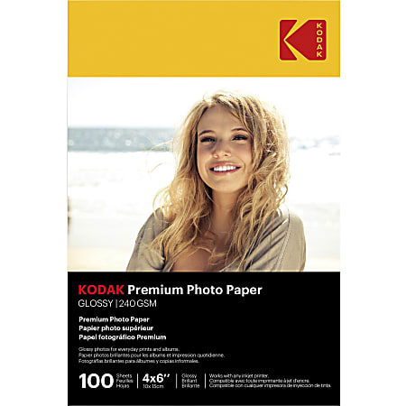 Kodak Inkjet Photo Paper White 4 x 6 Glossy 100 Pack - Office Depot