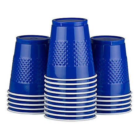 JAM PAPER Plastic Party Cups, 12 oz, Blue, 20 Glasses/Pack