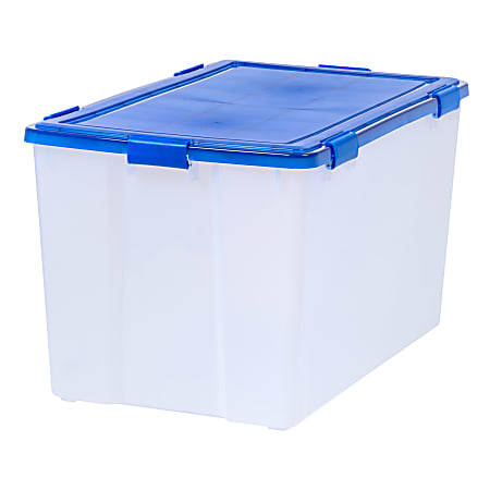 Iris Ultimate Weathertight Storage Box, 156 Qt, Clear/Blue