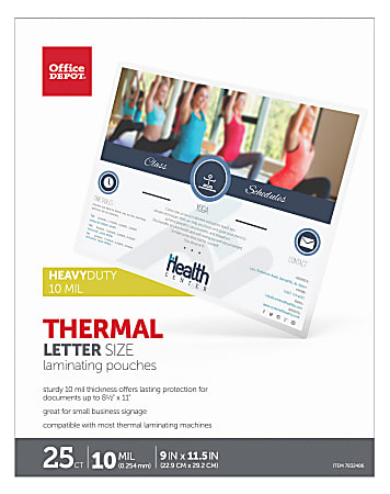 Office Depot® Brand Laminating Pouches, Letter Size, 9" x 11-1/2", Pack Of 25 Pouches