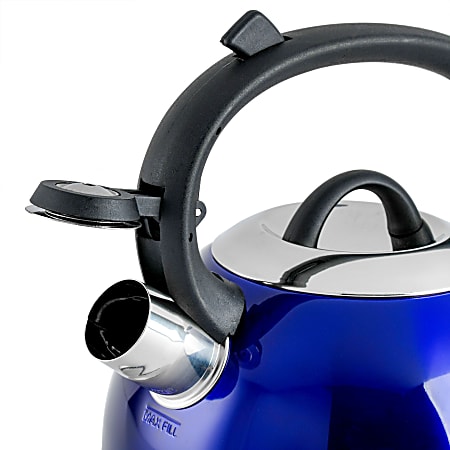Mr. Coffee Flintshire 1.75 Qt Stainless Steel Whistling Tea Kettle Blue Office Depot