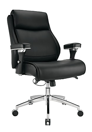 Realspace® Modern Comfort Keera Bonded Leather Mid-Back Manager's Chair, Onyx/Chrome, BIFMA Compliant