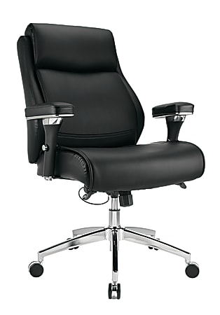 Realspace® Modern Comfort Keera Bonded Leather Mid-Back Manager's Chair, Onyx/Chrome