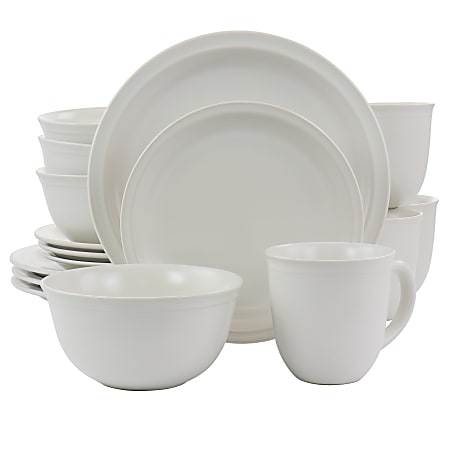 Gibson Home 16-Piece Siam Stoneware Dinnerware Set, White