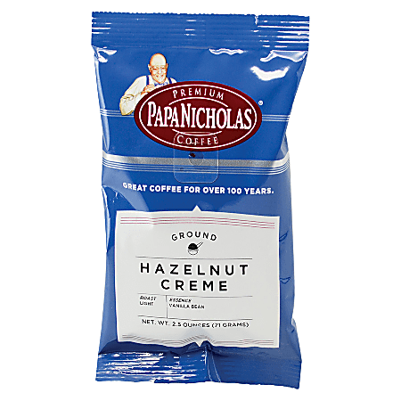 PapaNicholas Coffee Single-Serve Coffee Packets, Hazelnut Crème, Carton Of 18