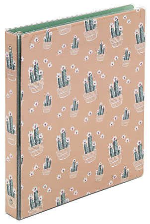 Office Depot® Brand Fashion 3-Ring Binder, 1" Oval Rings, Cactus