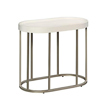 Sauder® Manhattan Gate Oval Side Table, 21"H x 25"W x 14"D, Ivory/Nickel