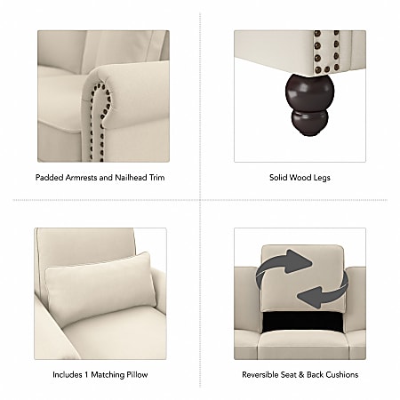 Bush Furniture Coventry Accent Chair With Arms Cream Herringbone