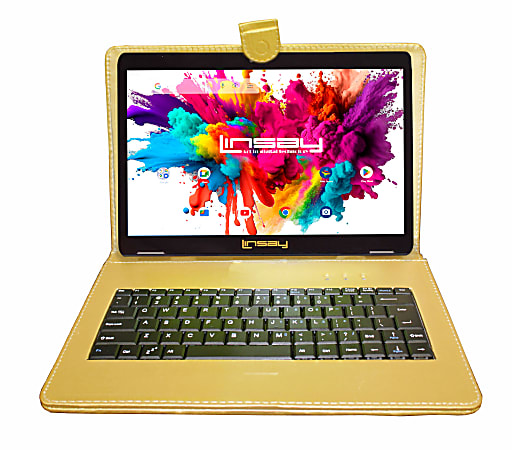 Linsay Octa Core Tablet, 10.1”, 4GB Memory, 128GB Storage, Android 13, With Golden Keyboard